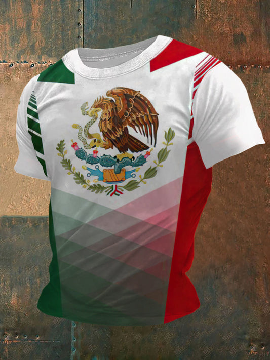 Unisex México Eagle Impreso Vintage Moda Camiseta de manga corta