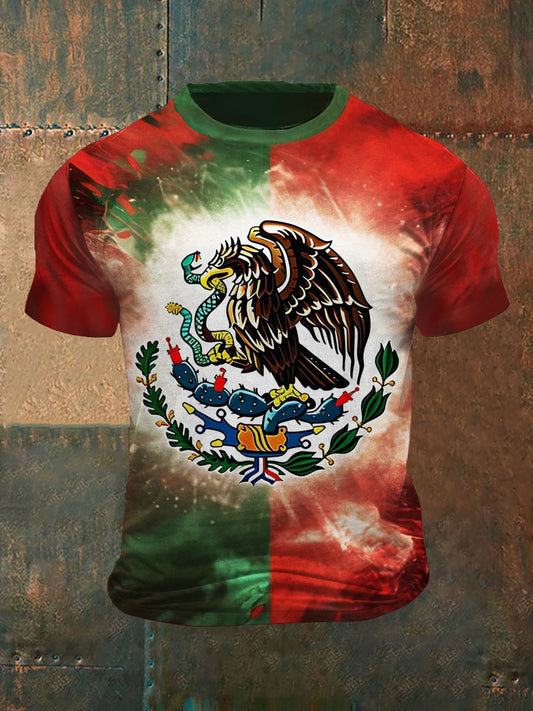 Unisex Eagle Cat Impreso Vintage Moda Camiseta de manga corta