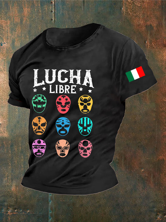Camiseta con estampado de máscara de lucha libre mexicana Fiesta Cinco de Mayo para hombre