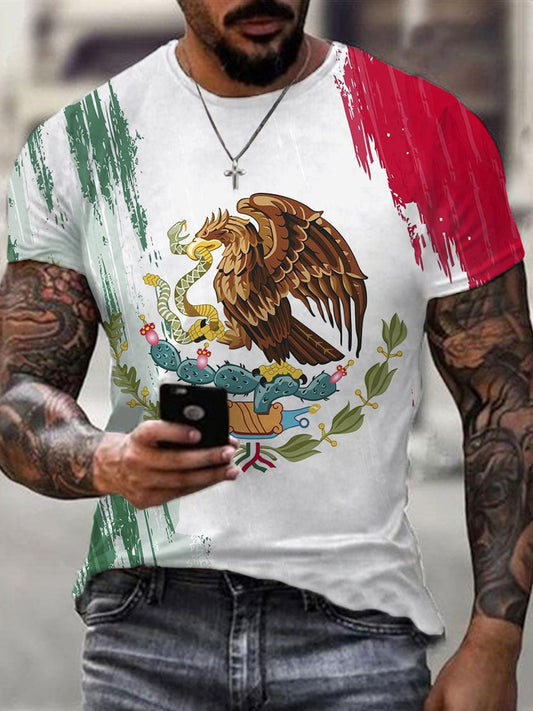 Mexico Falg Print Casual Tee para hombre