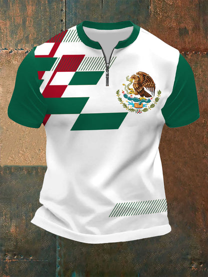 Camiseta de manga corta con cremallera para hombre