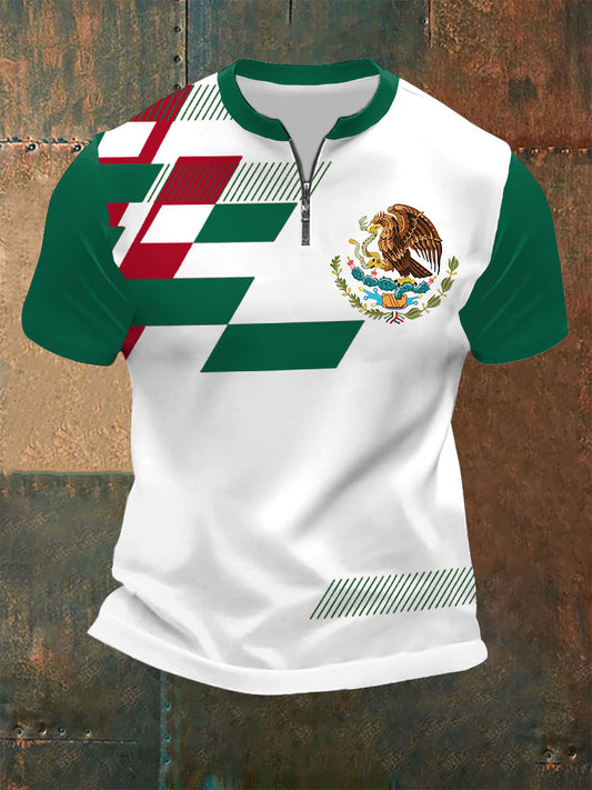 Camiseta de manga corta con cremallera para hombre