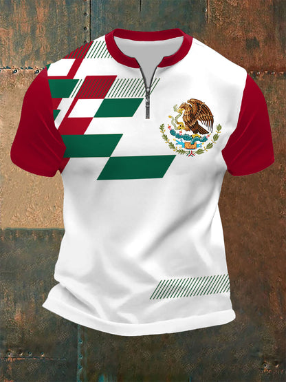 Camiseta de manga corta con cremallera para hombre