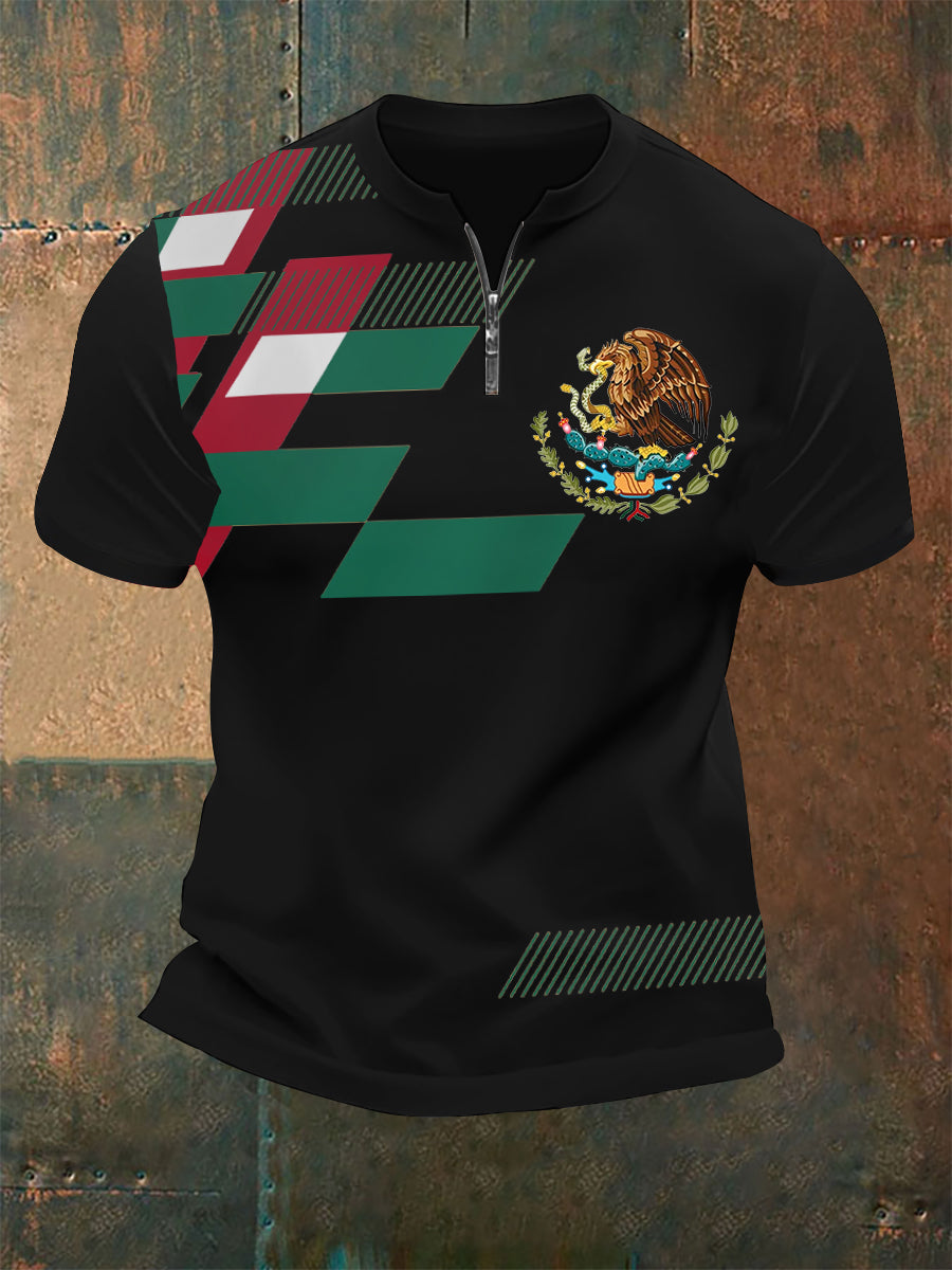 Camiseta de manga corta con cremallera para hombre