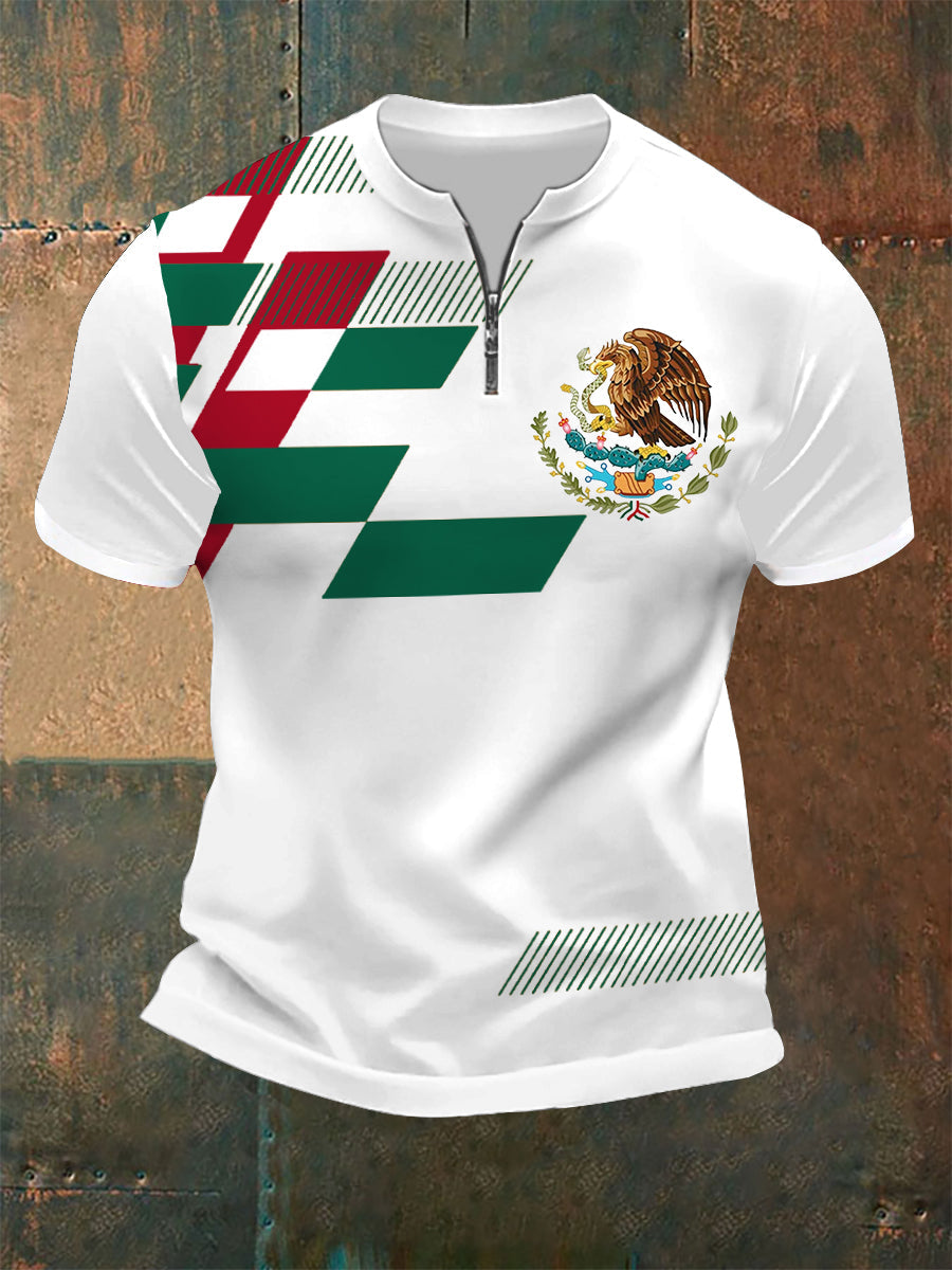 Camiseta de manga corta con cremallera para hombre