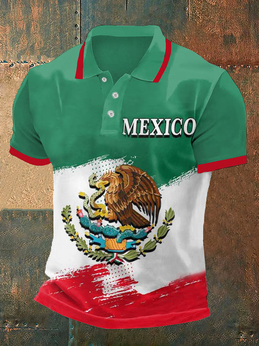 Camiseta de manga corta con estampado de México y Eagle para hombre