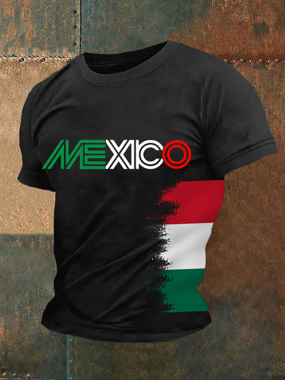 Mexico Falg Print Casual Tee para hombre