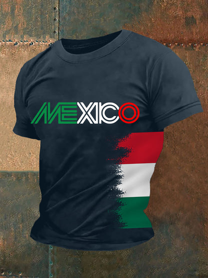 Mexico Falg Print Casual Tee para hombre