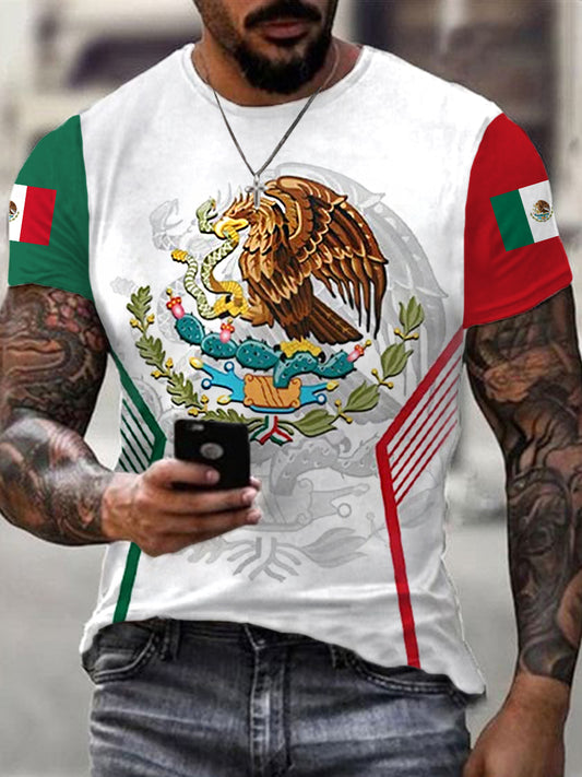 Mexico Falg Print Casual Tee para hombre