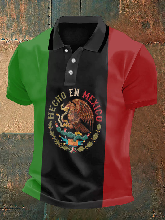 Camiseta de manga corta con cuello de polo estampado Hecho En Mexico para hombre