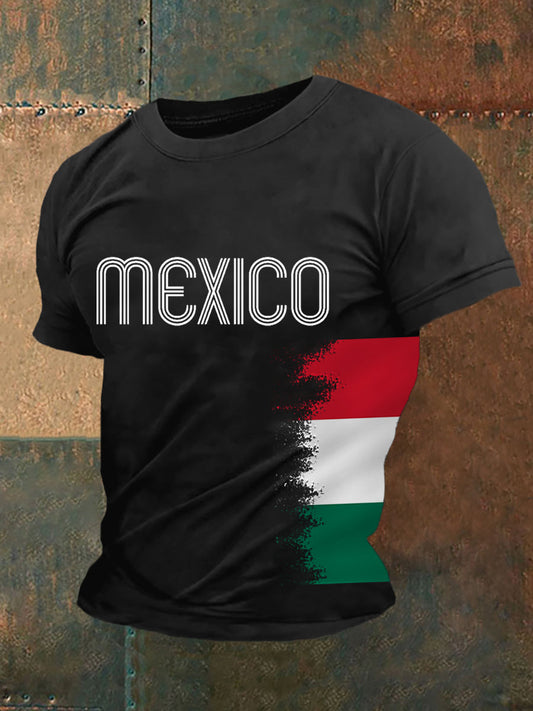 Mexico Falg Print Casual Tee para hombre