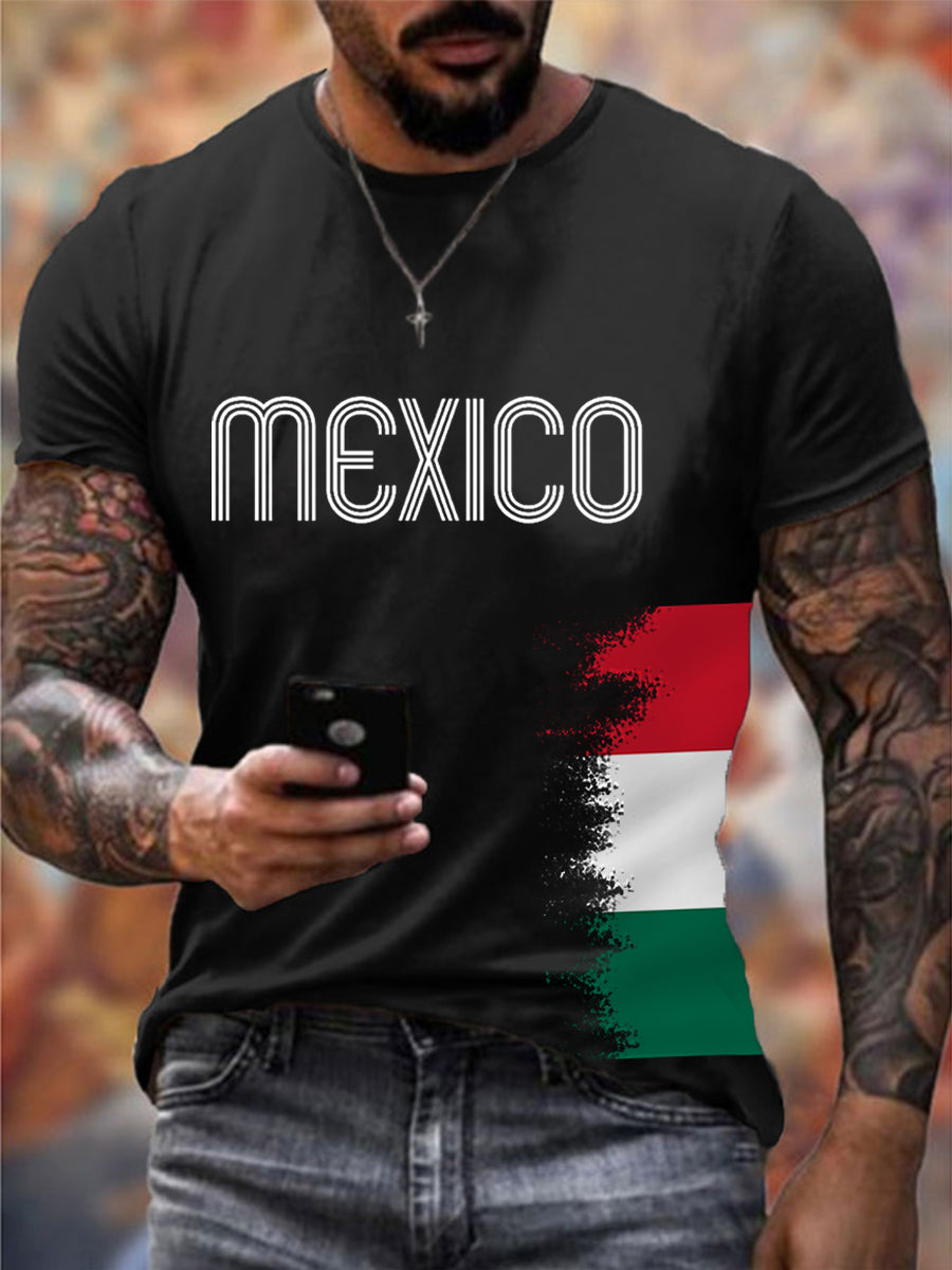 Mexico Falg Print Casual Tee para hombre