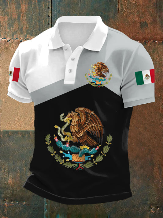 Polo Casual con Estampado de Bandera de México para Hombre
