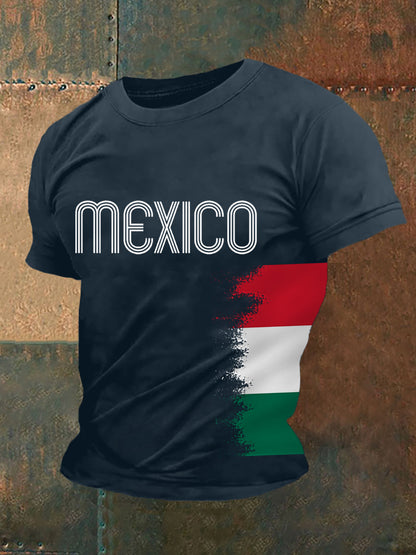 Mexico Falg Print Casual Tee para hombre