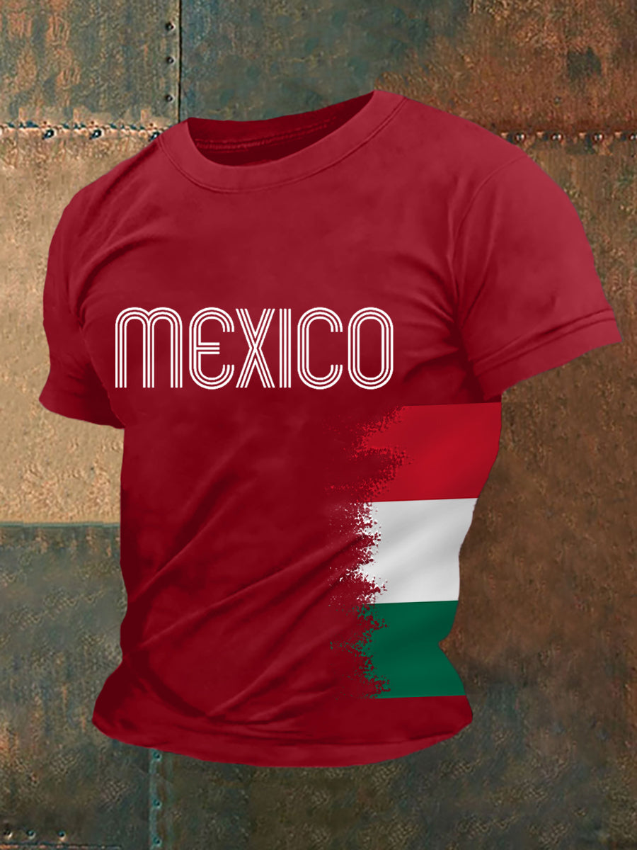 Mexico Falg Print Casual Tee para hombre