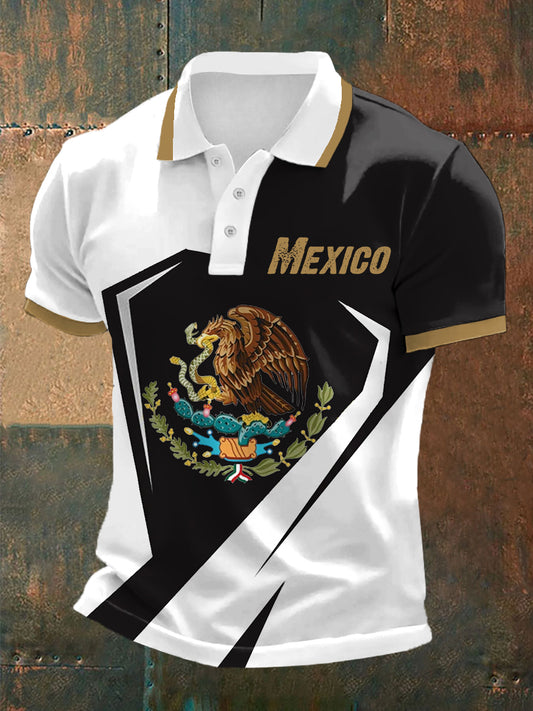 Polo Casual con Estampado de Bandera de México para Hombre