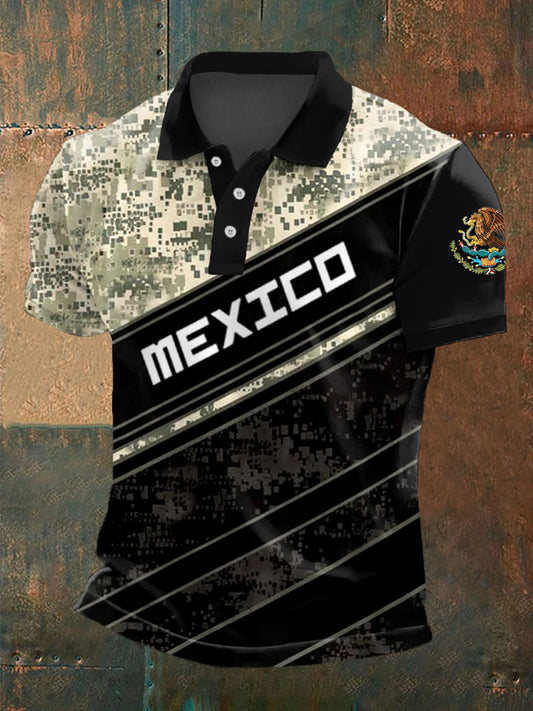 Hombre México Camuflaje Estampado Casual Polo