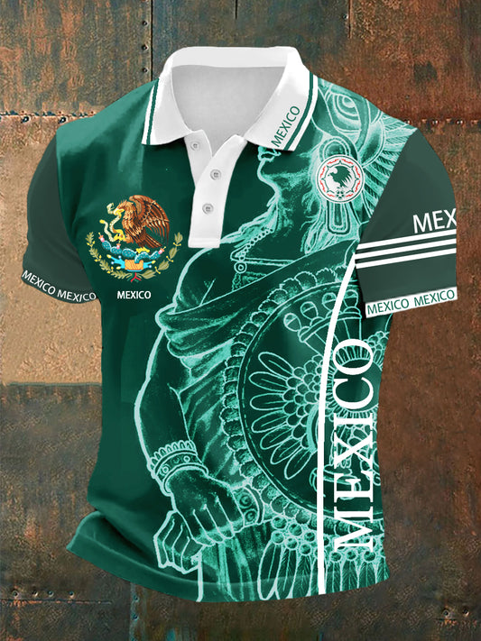 Camisa POLO de los deportes ocasionales de la impresión azteca de la cultura mexicana de los hombres
