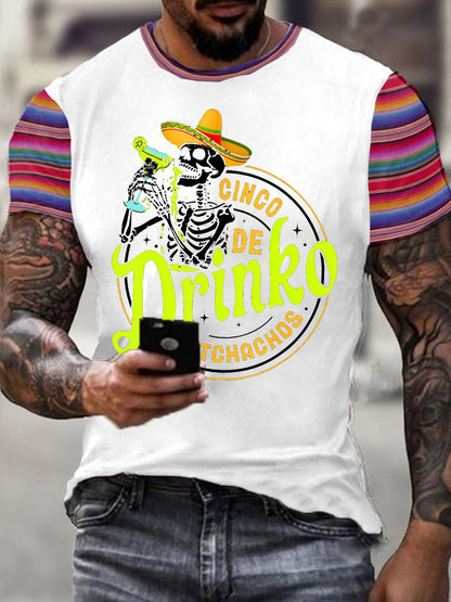 Camiseta estampada mexicana Fiesta Cinco De Mayo Drinko para hombre