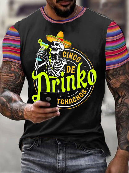 Camiseta estampada mexicana Fiesta Cinco De Mayo Drinko para hombre