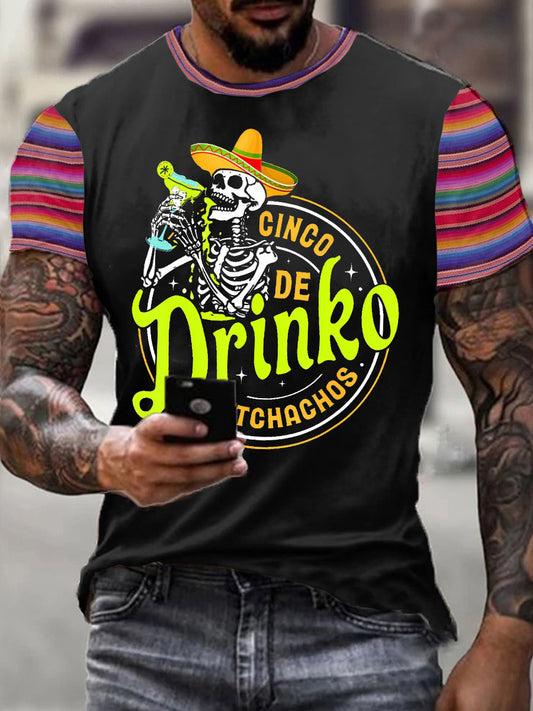 Camiseta estampada mexicana Fiesta Cinco De Mayo Drinko para hombre