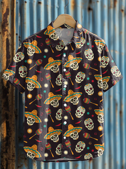 Camisa casual con estampado de Cinco de Mayo para hombre