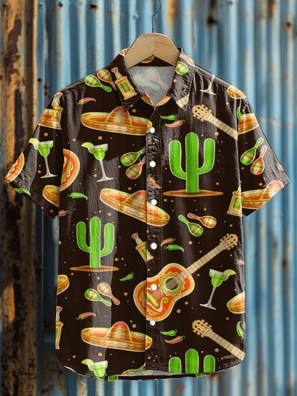 Camisa casual con estampado de Cinco de Mayo para hombre