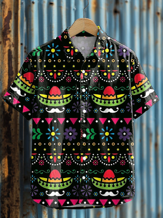 Camisa casual con estampado de Cinco de Mayo para hombre
