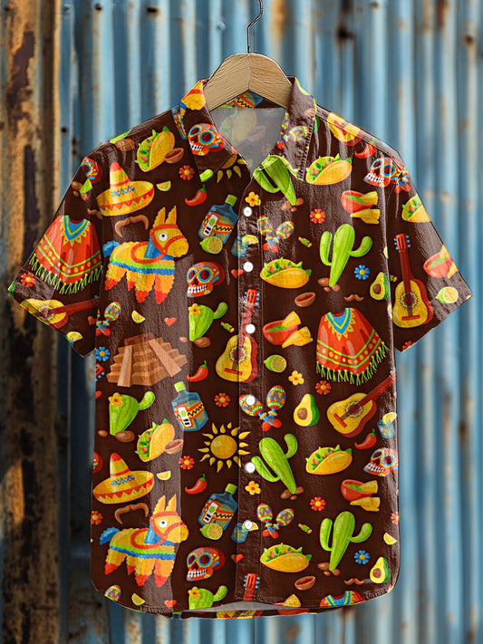 Camisa casual con estampado de Cinco de Mayo para hombre