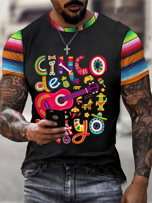 Camiseta casual estampada Cinco de Mayo para hombre