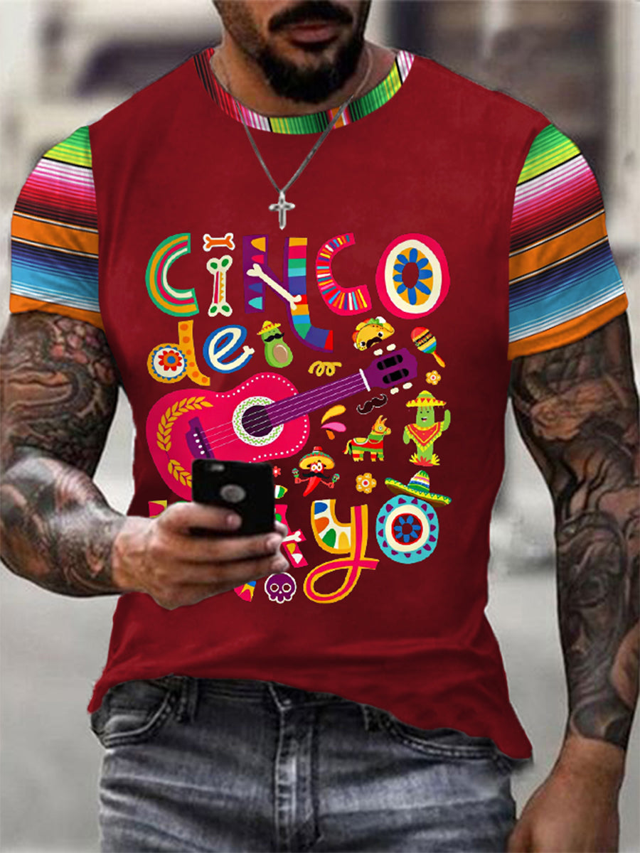 Camiseta casual estampada Cinco de Mayo para hombre