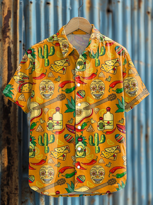 Camisa casual con estampado de Cinco de Mayo para hombre