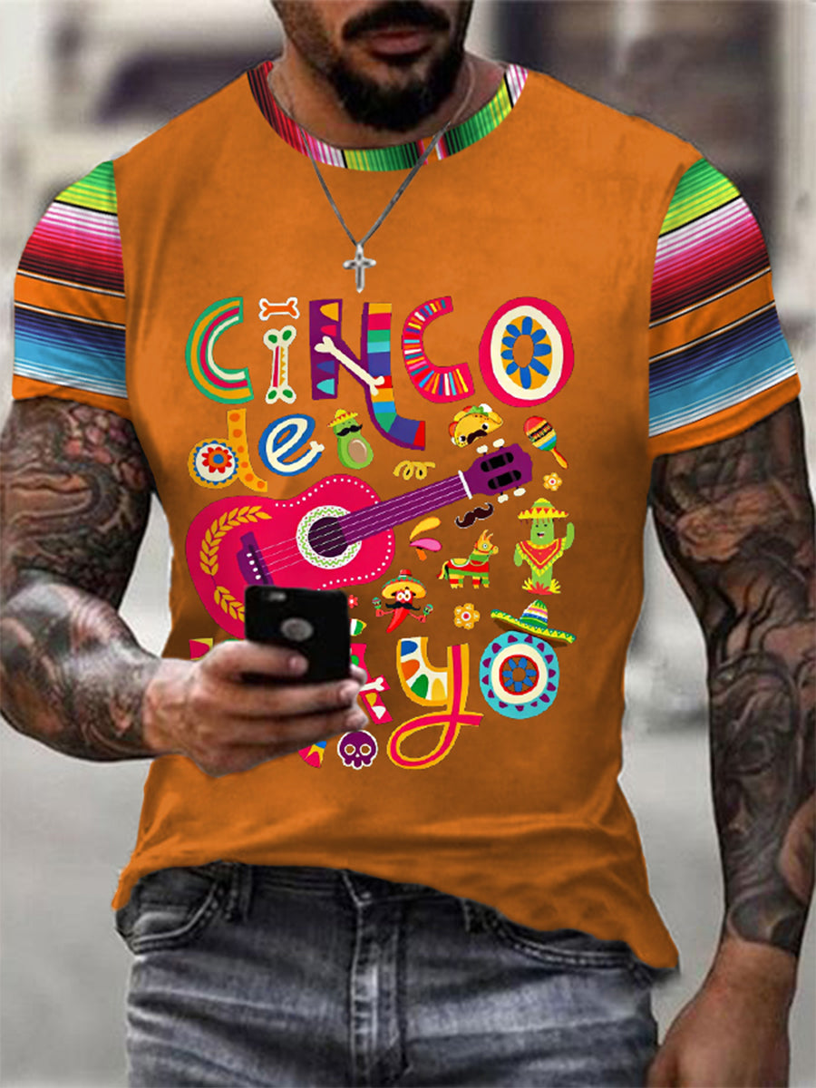 Camiseta casual estampada Cinco de Mayo para hombre