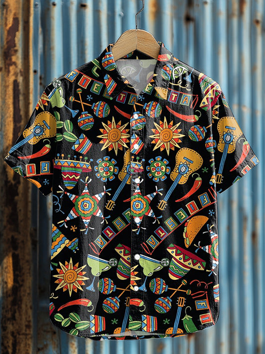 Camisa casual con estampado de Cinco de Mayo para hombre