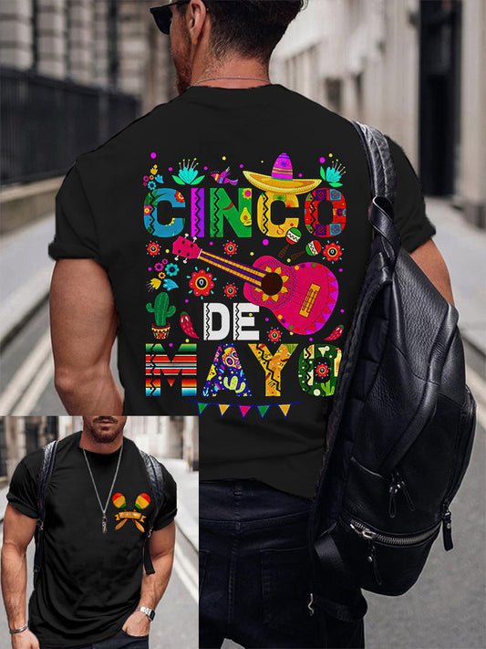 Camiseta casual estampada Cinco de Mayo para hombre