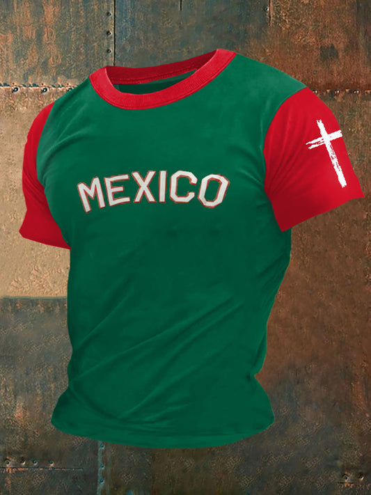 Camiseta de manga corta Faith México Print Vintage Fashion para hombre