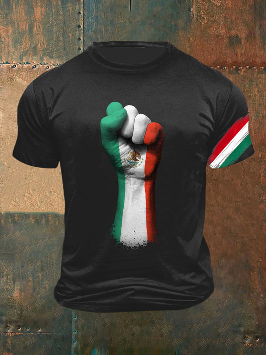 Camiseta de manga corta México Power Print Vintage Fashion para hombre