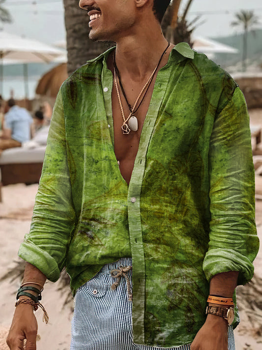 Camisa informal de algodón de impresión abstracta de estilo Boho de los hombres