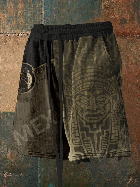 Hombres de cultura mexicana azteca diseño impreso pantalones cortos deportivos casuales