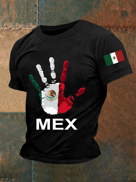 Camiseta de manga corta deportiva casual de diseño de cultura mexicana para hombre