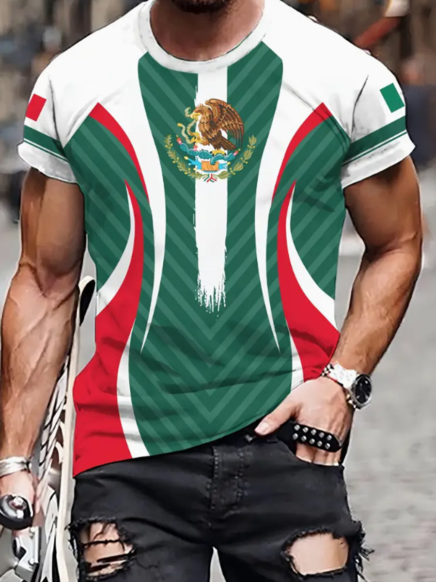 Camiseta de manga corta deportiva casual de diseño de cultura mexicana para hombre