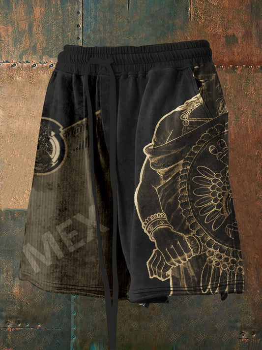 Hombres de cultura mexicana azteca diseño impreso pantalones cortos deportivos casuales