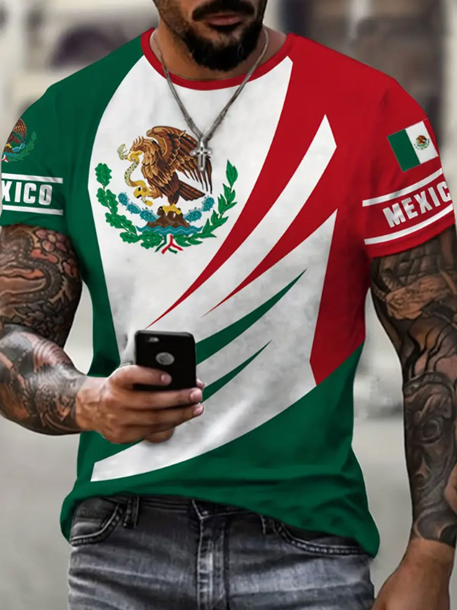 Camiseta de manga corta deportiva casual de diseño de cultura mexicana para hombre