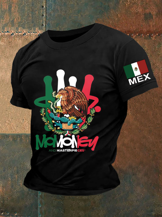 Camiseta de manga corta deportiva casual de diseño de cultura mexicana para hombre