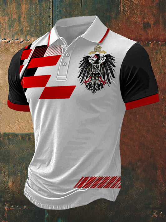 Camiseta de manga corta con cuello polo estampado Alemania para hombre