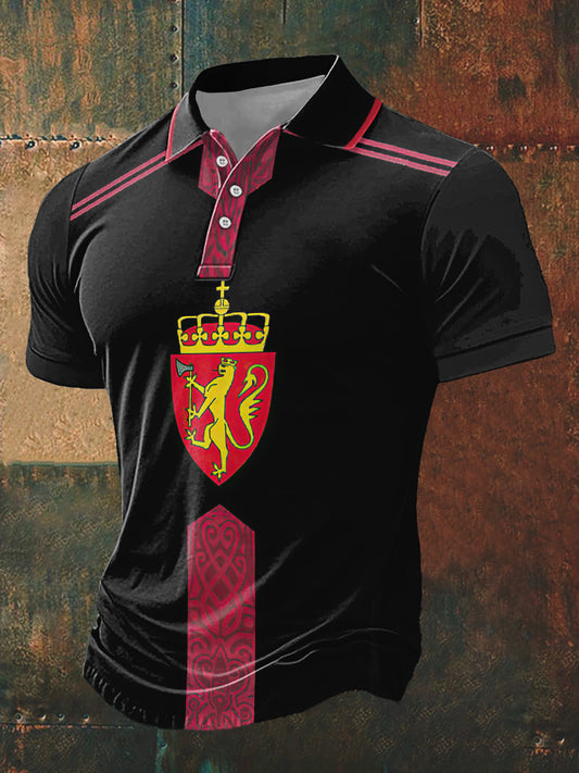 Camiseta de manga corta con cuello de polo con estampado de Noruega para hombre