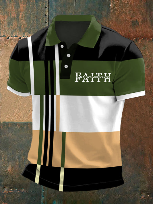 La fe de los hombres puede mover montañas Colorblock Imprimir Casual Polo
