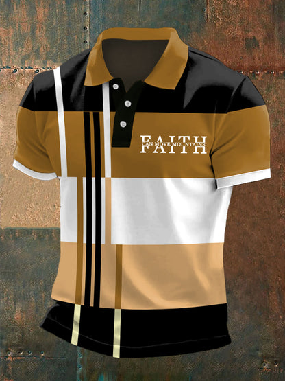 La fe de los hombres puede mover montañas Colorblock Imprimir Casual Polo