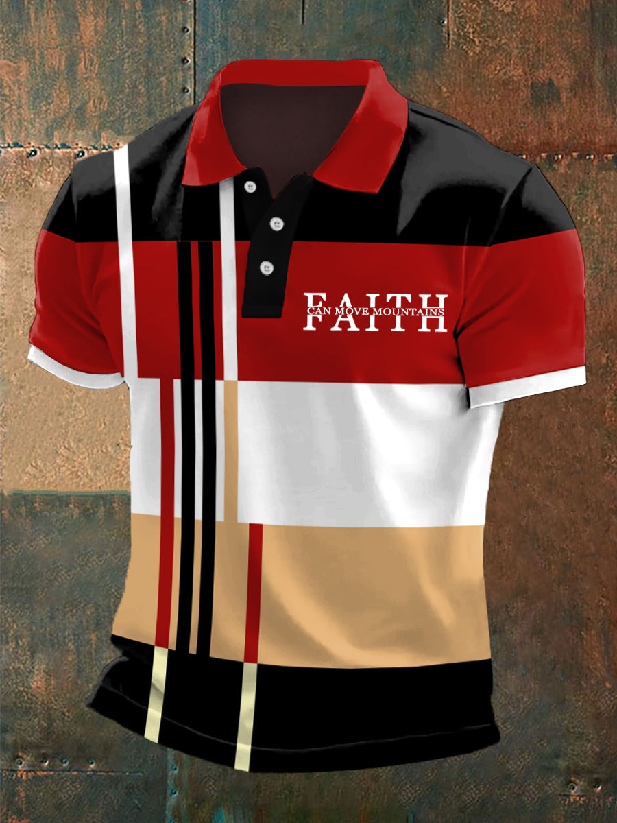 La fe de los hombres puede mover montañas Colorblock Imprimir Casual Polo