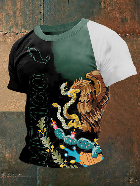 Camiseta de manga corta México Print Vintage Fashion para hombre